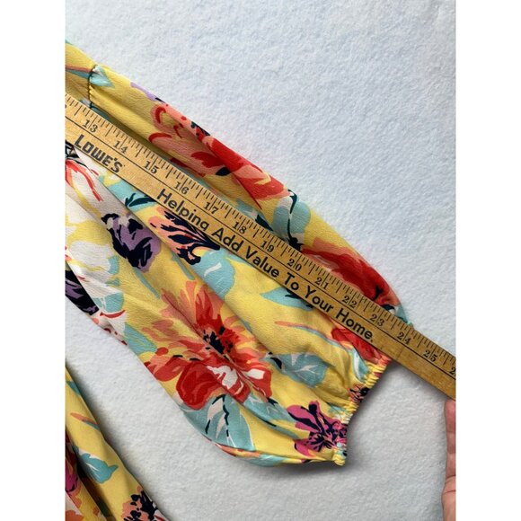 Caffe Marrakech Womens 3X Floral Smocked Peasant Top Yellow Multi-Color V-Neck - Picture 7 of 9